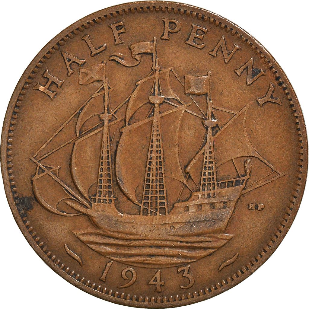 United Kingdom 1/2 Penny - George VI with 'IND:IMP' | Coin KM844 1937 - 1948