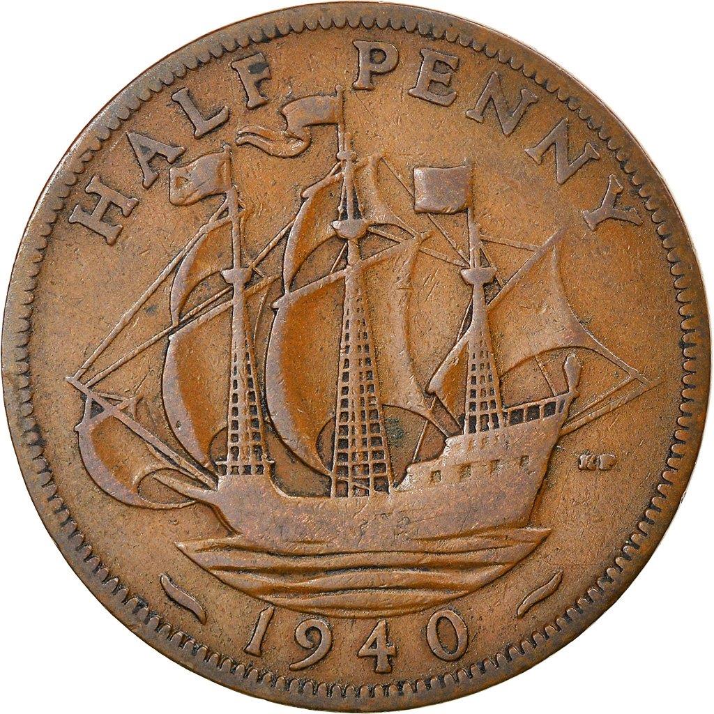 United Kingdom 1/2 Penny - George VI with 'IND:IMP' | Coin KM844 1937 - 1948