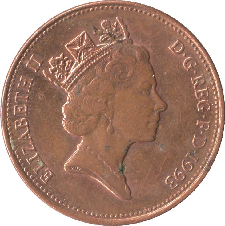 United Kingdom 2 Pence - Elizabeth II 3rd portrait | magnetic | Coin KM936a 1992 - 1997