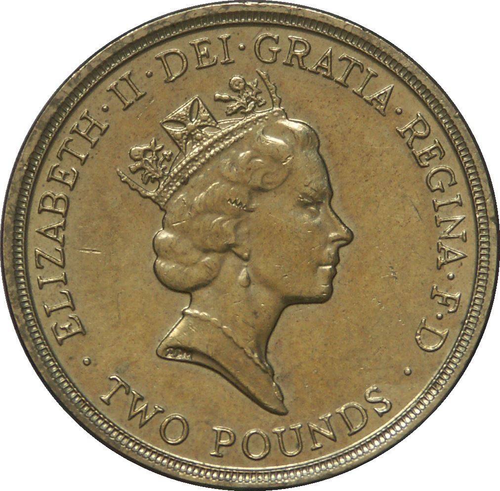 United Kingdom | 2 Pounds Coin | Elizabeth II 3rd portrait | World War II | 1995