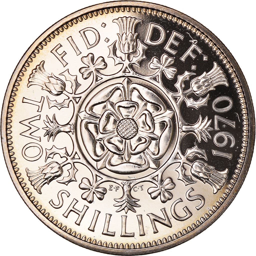 United Kingdom 2 Shillings - Elizabeth II 1st portrait | no 'BRITT:OMN' | Coin KM906 1954 - 1970