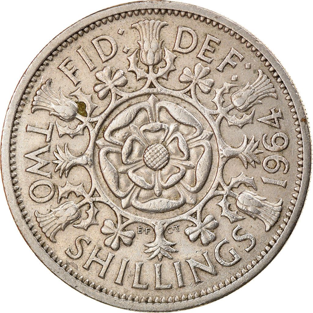 United Kingdom 2 Shillings - Elizabeth II 1st portrait | no 'BRITT:OMN' | Coin KM906 1954 - 1970