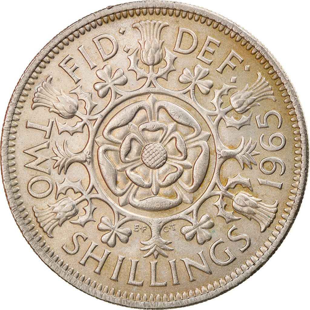 United Kingdom 2 Shillings - Elizabeth II 1st portrait | no 'BRITT:OMN' | Coin KM906 1954 - 1970