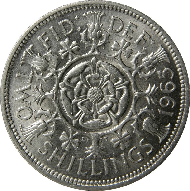 United Kingdom 2 Shillings - Elizabeth II 1st portrait | no 'BRITT:OMN' | Coin KM906 1954 - 1970