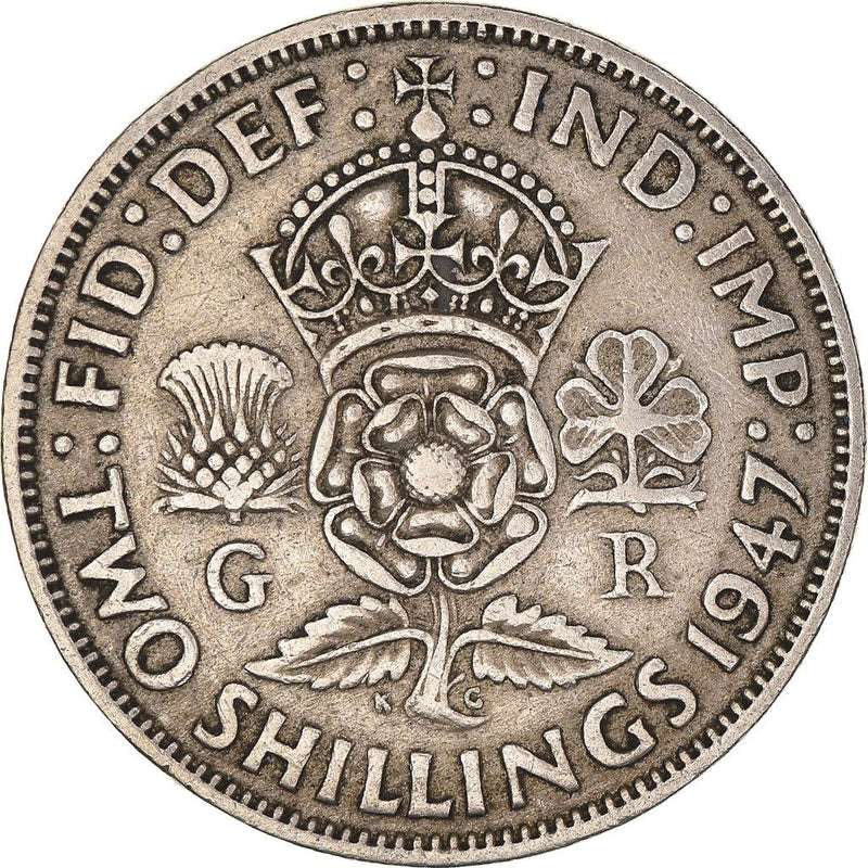 United Kingdom 2 Shillings - George VI with 'IND:IMP' | Coin KM865 1947 - 1948