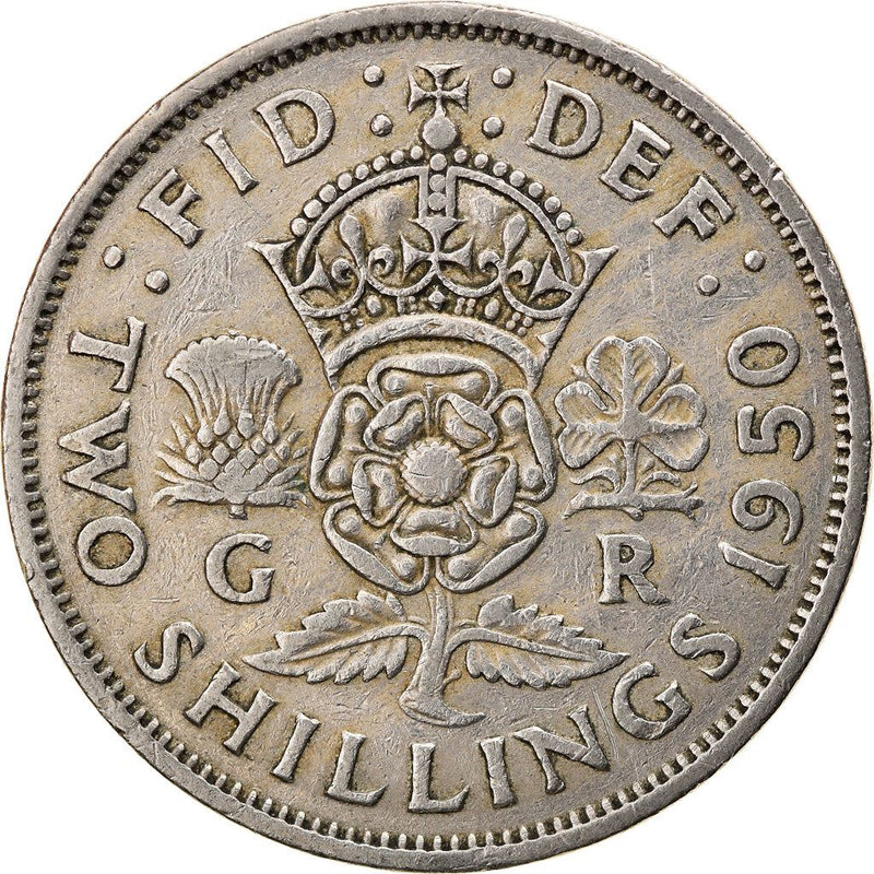 United Kingdom 2 Shillings - George VI without 'IND:IMP' | Coin KM878 1949 - 1951