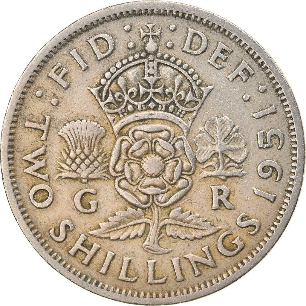 United Kingdom 2 Shillings - George VI without 'IND:IMP' | Coin KM878 1949 - 1951