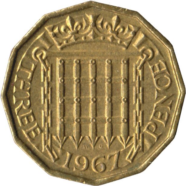 United Kingdom 3 Pence - Elizabeth II 1st portrait | without 'BRITT:OMN' | Coin KM900 1954 - 1970