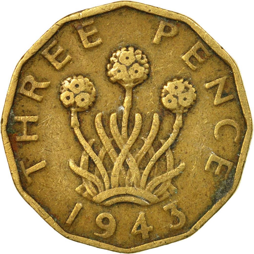 United Kingdom 3 Pence - George VI with 'IND:IMP' | Coin KM849 1937 - 1948