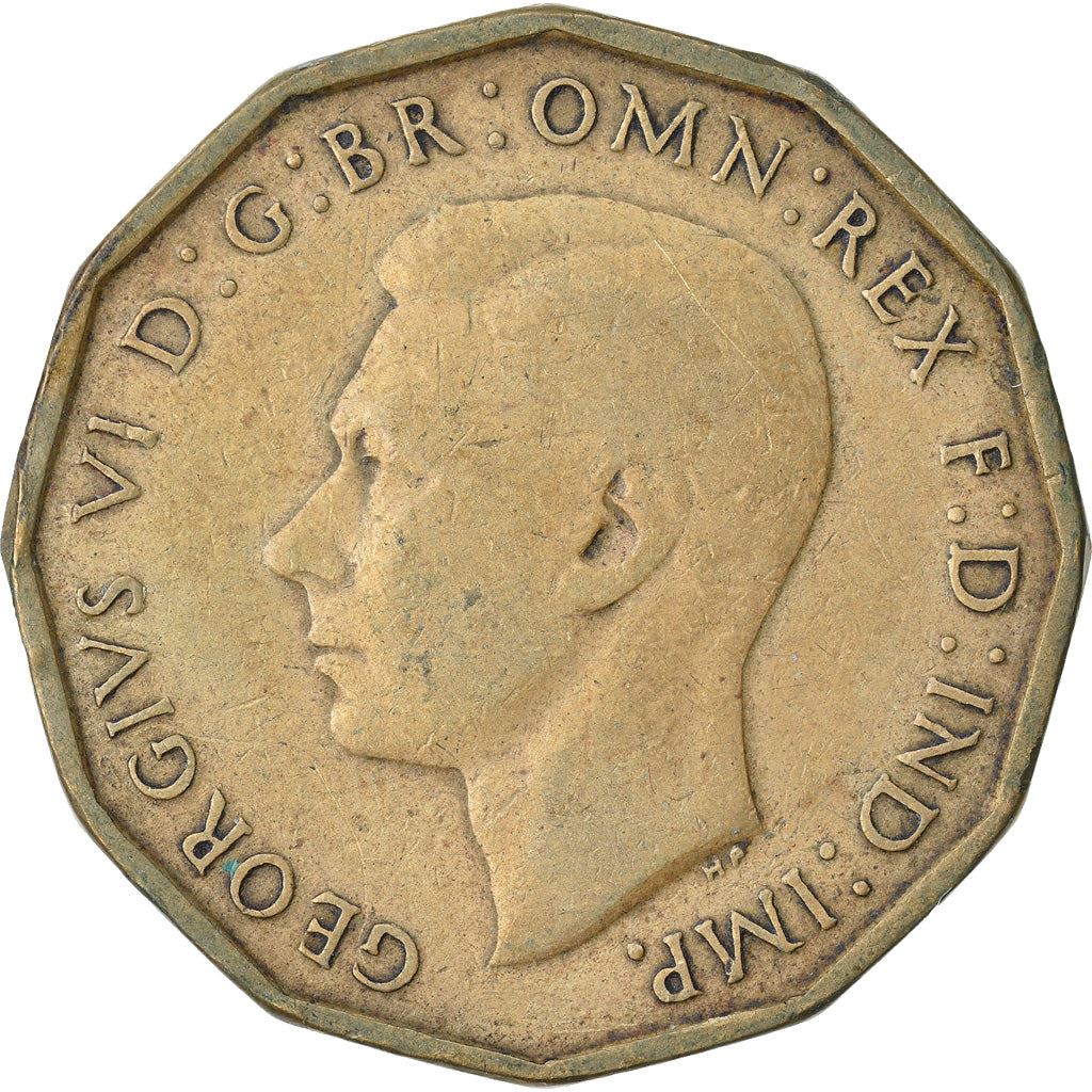 United Kingdom 3 Pence - George VI with 'IND:IMP' | Coin KM849 1937 - 1948