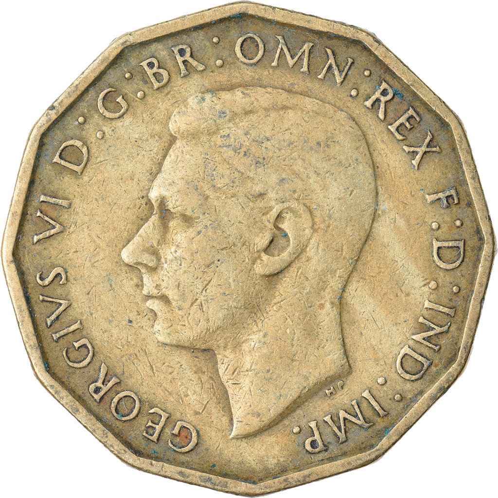 United Kingdom 3 Pence - George VI with 'IND:IMP' | Coin KM849 1937 - 1948