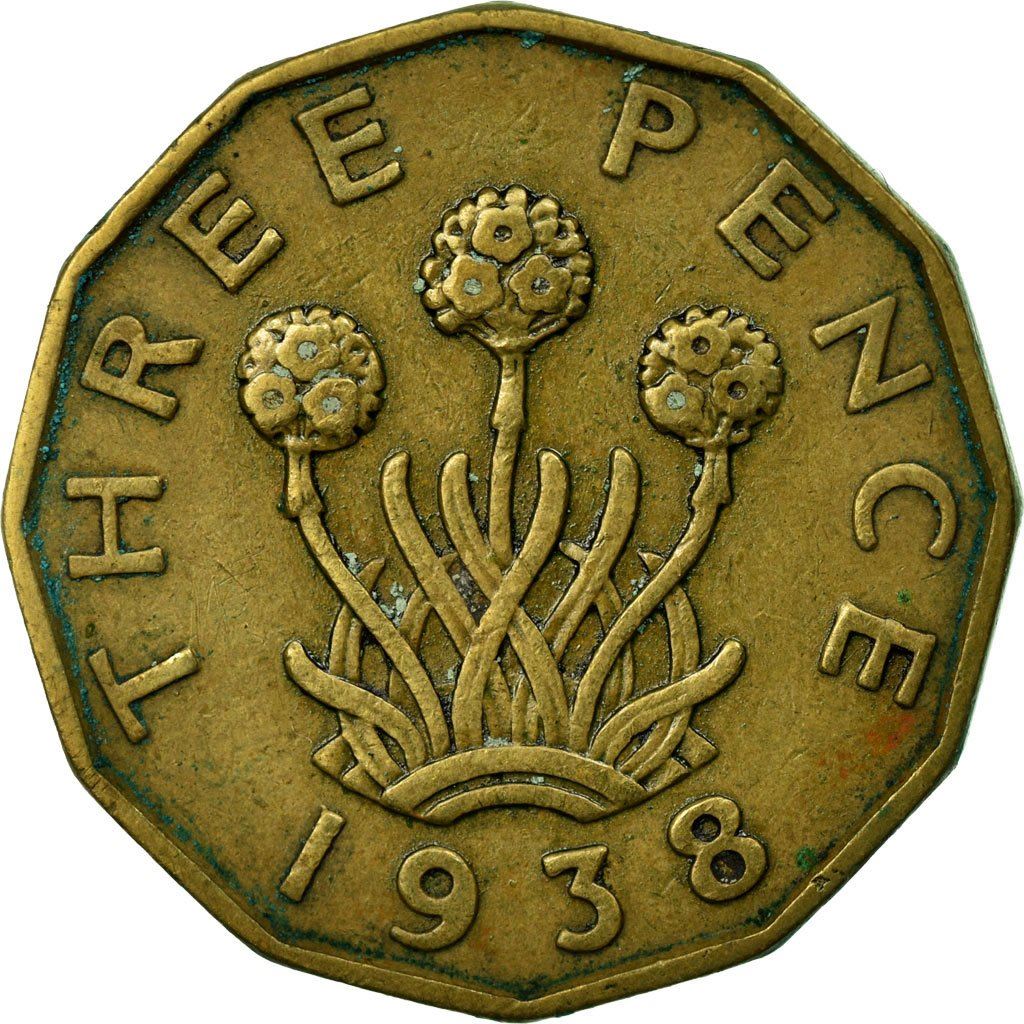 United Kingdom 3 Pence - George VI with 'IND:IMP' | Coin KM849 1937 - 1948