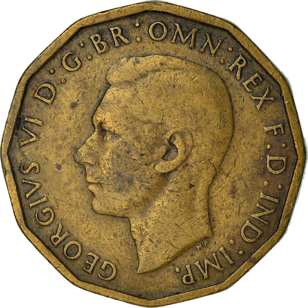 United Kingdom 3 Pence - George VI with 'IND:IMP' | Coin KM849 1937 - 1948