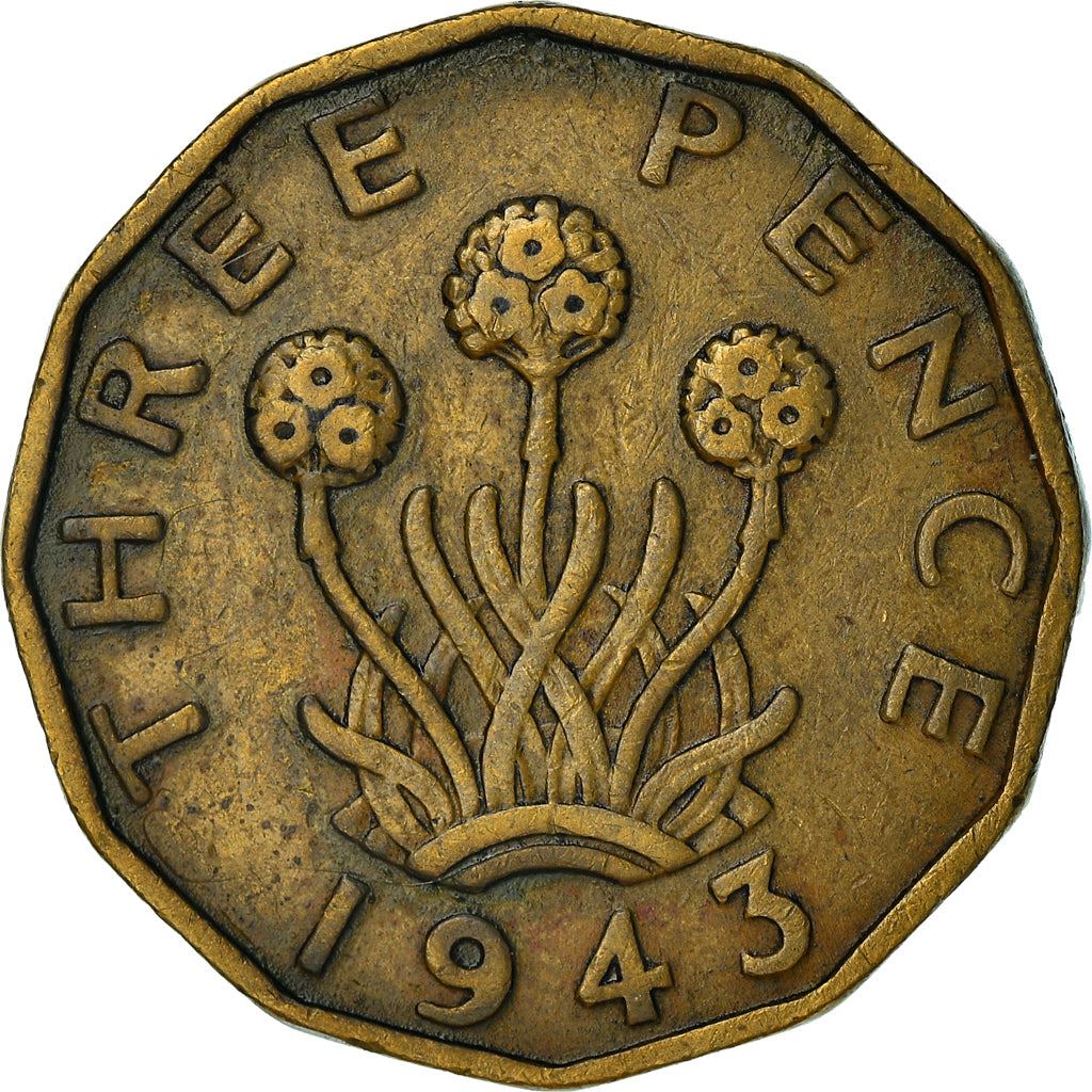 United Kingdom 3 Pence - George VI with 'IND:IMP' | Coin KM849 1937 - 1948