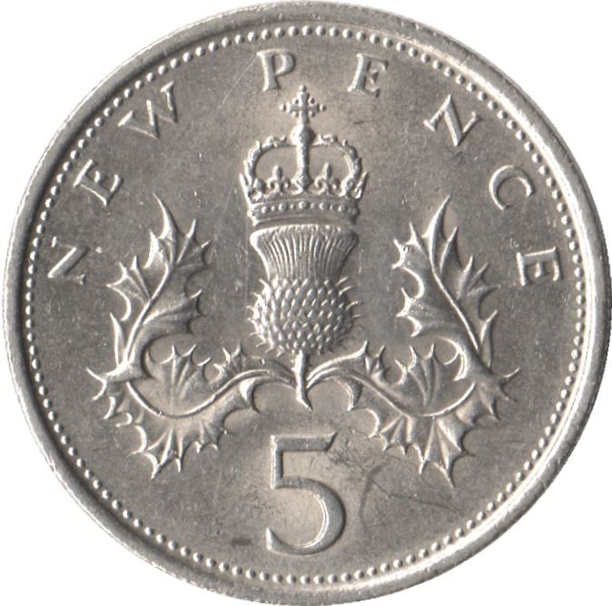 United Kingdom 5 New Pence - Elizabeth II 2nd portrait | Coin KM911 1968 - 1981