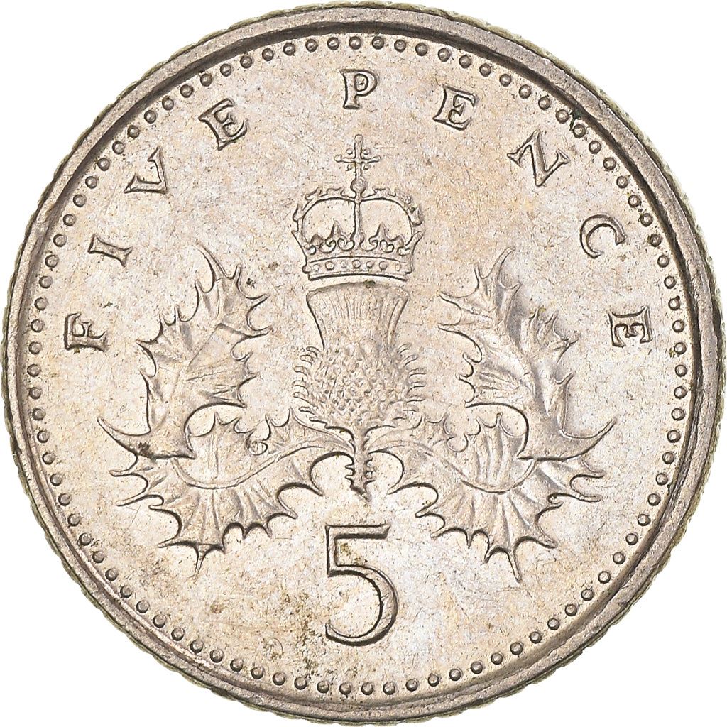 United Kingdom 5 Pence - Elizabeth II 4th portrait | Crowned Thistle | Coin KM988 1998 - 2008