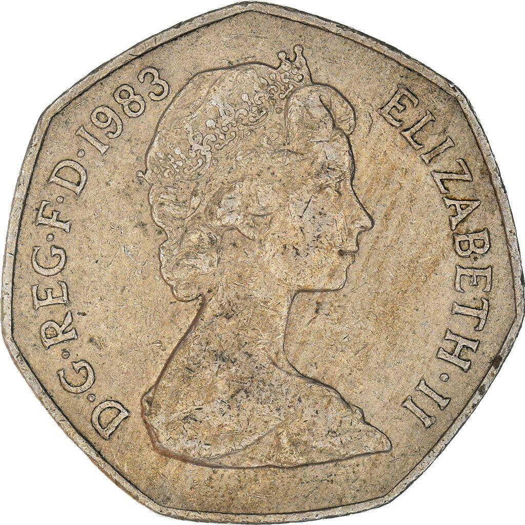 United Kingdom 50 Pence Coin | Elizabeth II 2nd portrait | 1982 - 1984