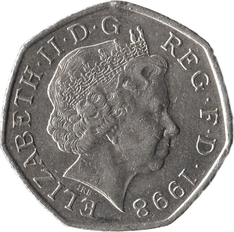 United Kingdom | 50 Pence Coin | Elizabeth II 4th portrait | European Union | 1998 - 2009