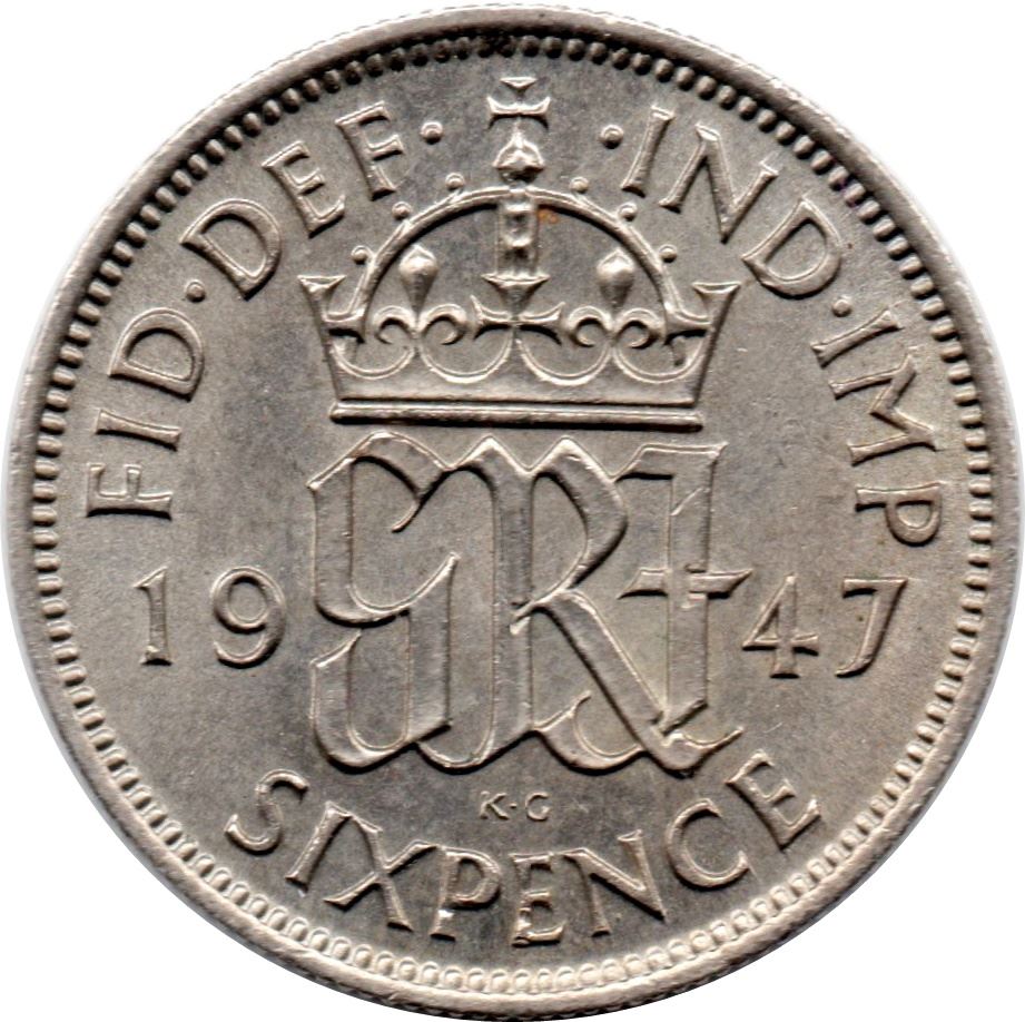 United Kingdom 6 Pence - George VI 2nd coinage | Coin KM862 1947 - 1948