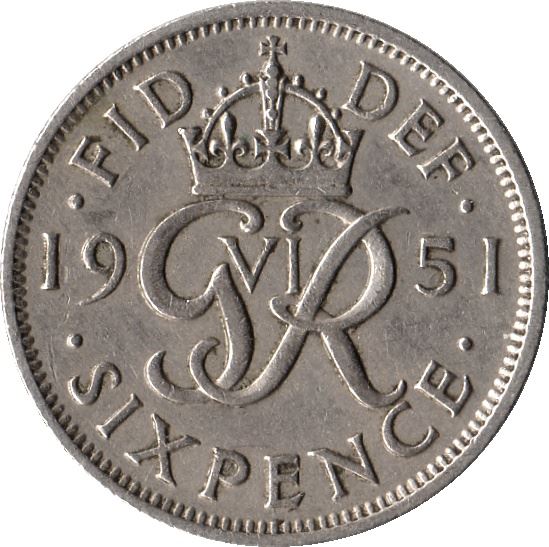 United Kingdom 6 Pence - George VI 3rd coinage | Coin KM875 1949 - 1952