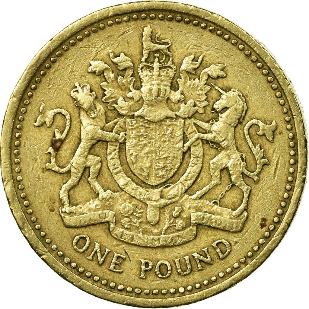 United Kingdom Coin 1 Pound | Elizabeth II 2nd portrait | Royal Arms | 1983