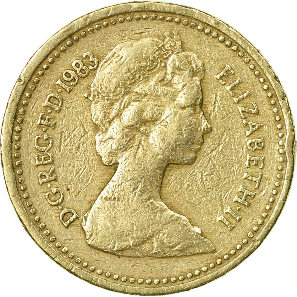 United Kingdom Coin 1 Pound | Elizabeth II 2nd portrait | Royal Arms | 1983