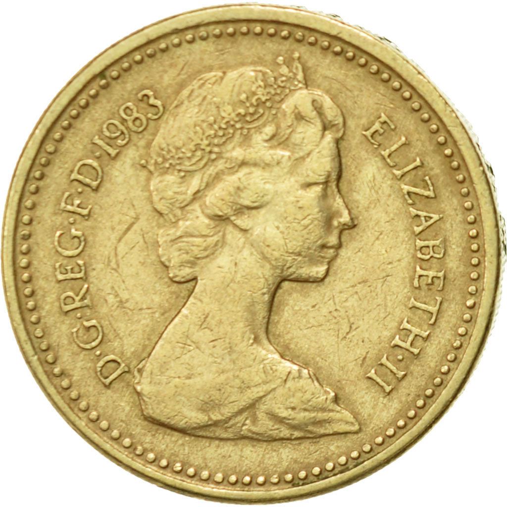 United Kingdom Coin 1 Pound | Elizabeth II 2nd portrait | Royal Arms | 1983