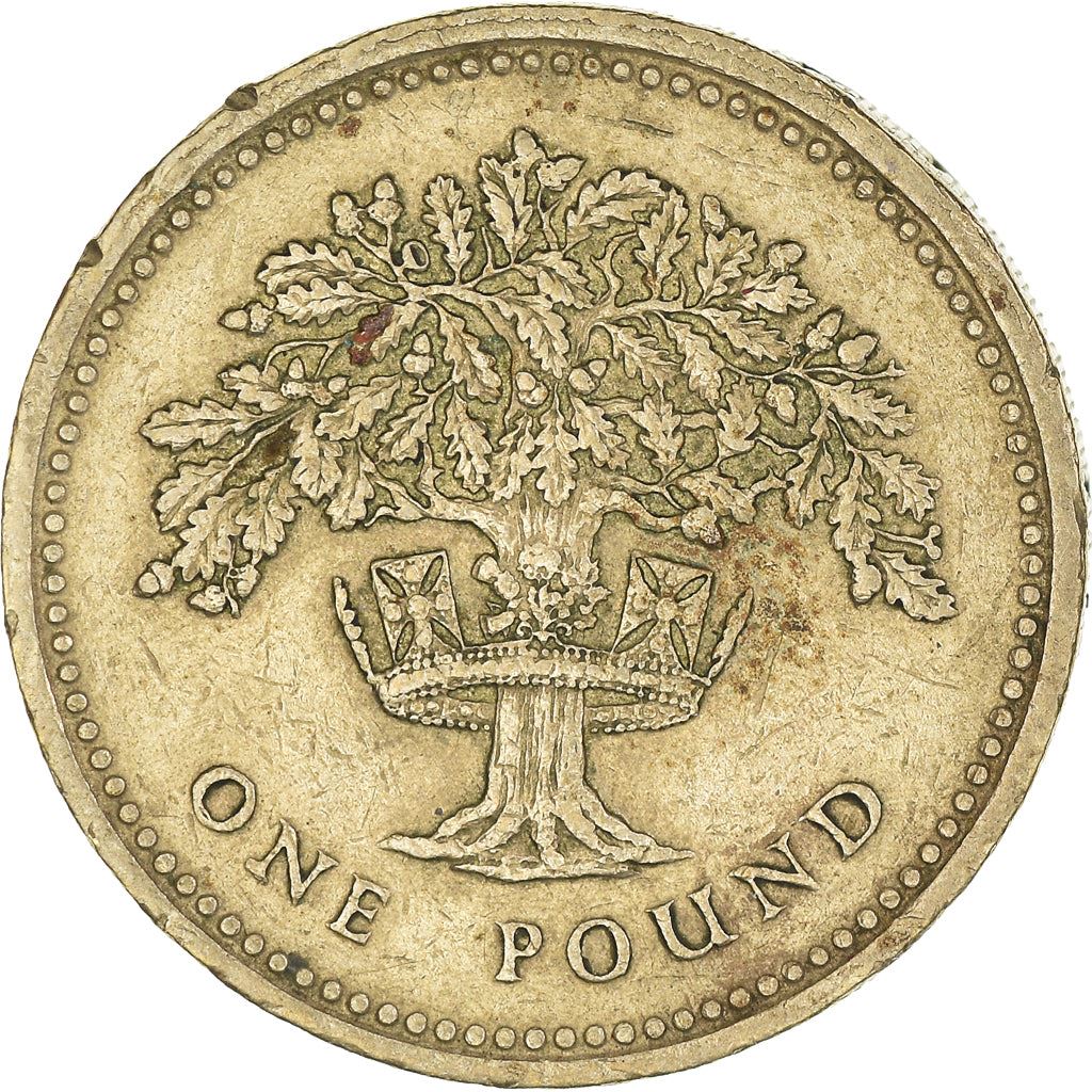 United Kingdom Coin 1 Pound | Elizabeth II 3rd portrait | English Oak | 1987 - 1992