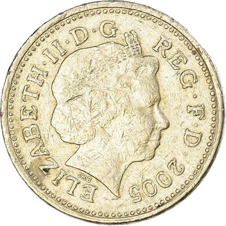 United Kingdom Coin 1 Pound | Elizabeth II 4th portrait | Menai Bridge | 2005