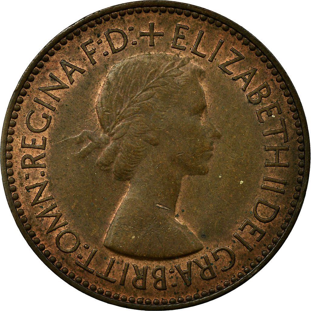 United Kingdom Coin ½ Penny | Elizabeth II 1st portrait | with 'BRITT:OMN' | 1953