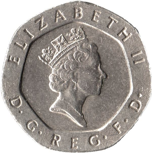 United Kingdom Coin 20 Pence | Elizabeth II 3rd portrait | 1985 - 1997