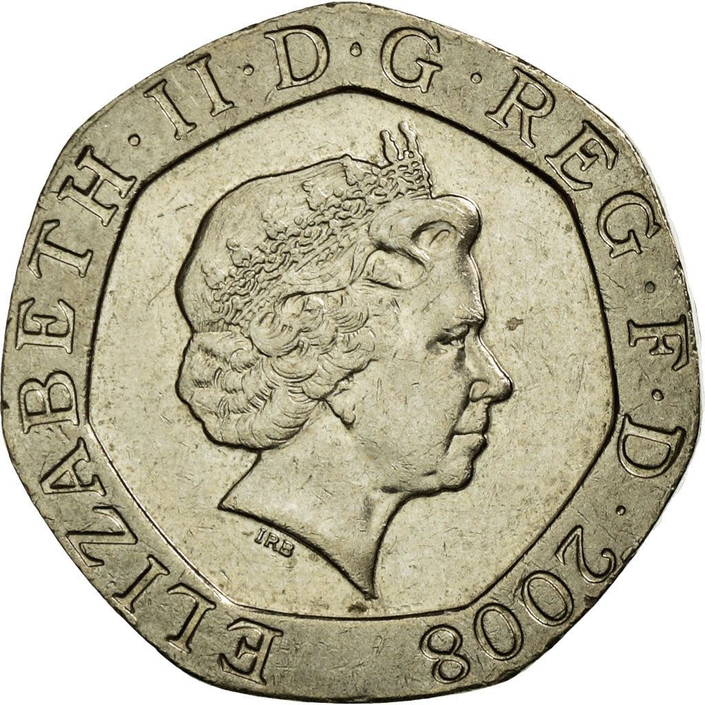 United Kingdom Coin 20 Pence | Elizabeth II 4th portrait | Tudor Rose | 1998 - 2008