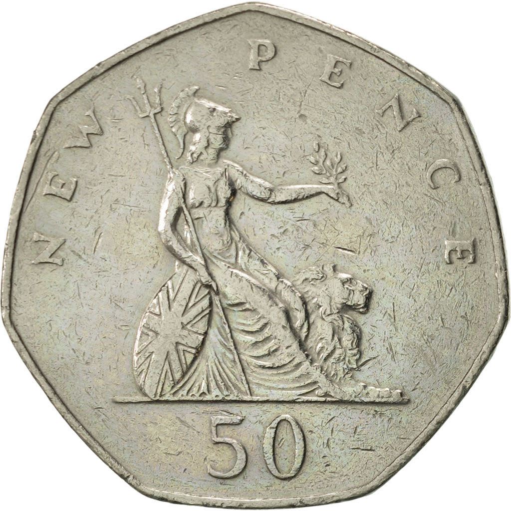 United Kingdom Coin 50 New Pence | Elizabeth II 2nd portrait | 1969 - 1981