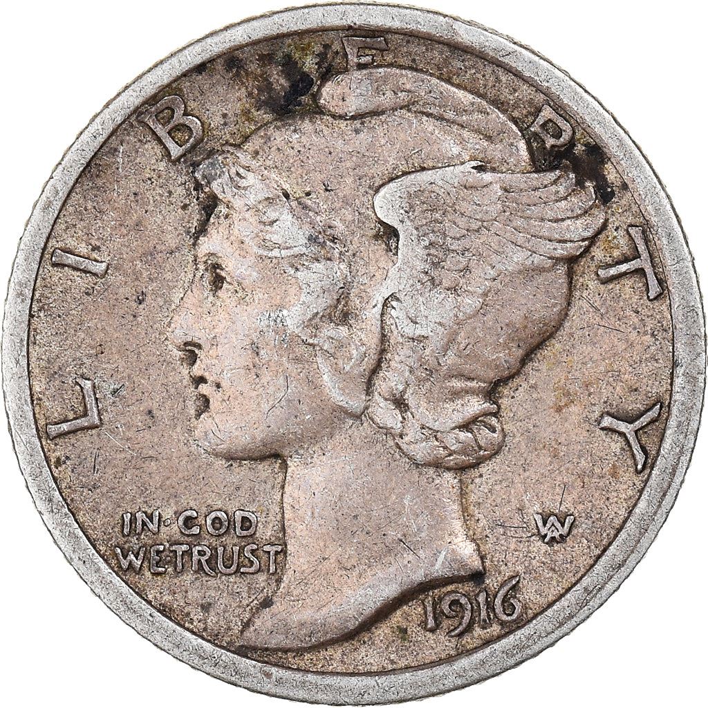 United States | 1 Dime Coin | Lady Liberty | Phrygian cap | KM140 | 1916 - 1945