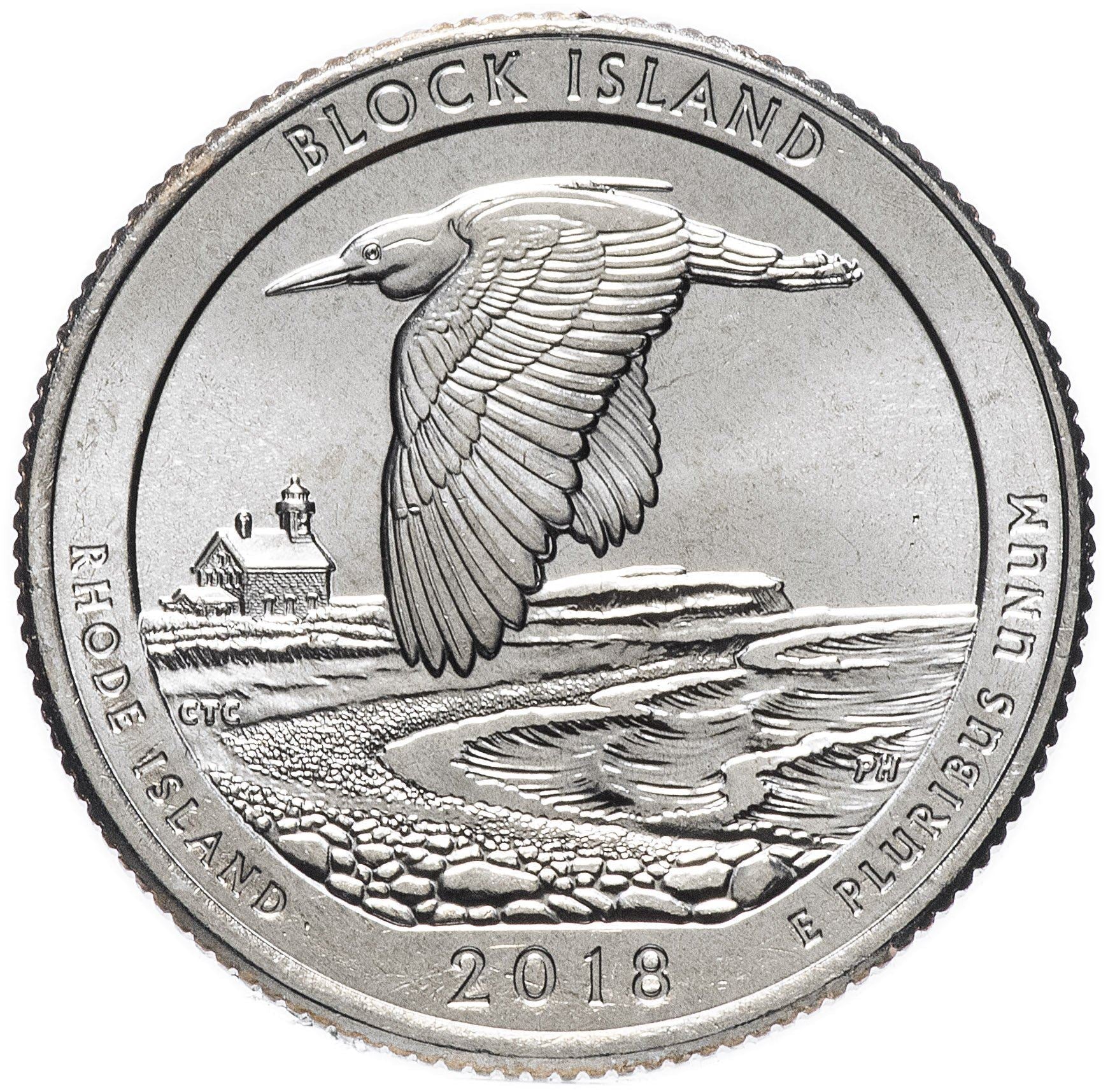 United States Coin American ¼ Dollar | George Washington | Black-crowned Night-heron | Cow Cove Beach | KM673 | 2018