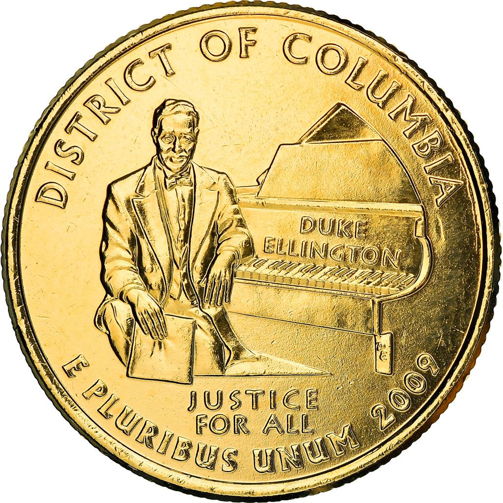 United States Coin American ¼ Dollar | George Washington | District of Columbia | Musician Duke Ellington | Piano | KM445 | 2009