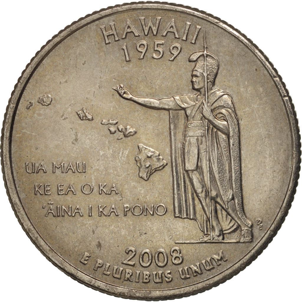 United States Coin American ¼ Dollar | George Washington | Hawaii | Hawaii | King Kamehameha I | KM425 | 2008