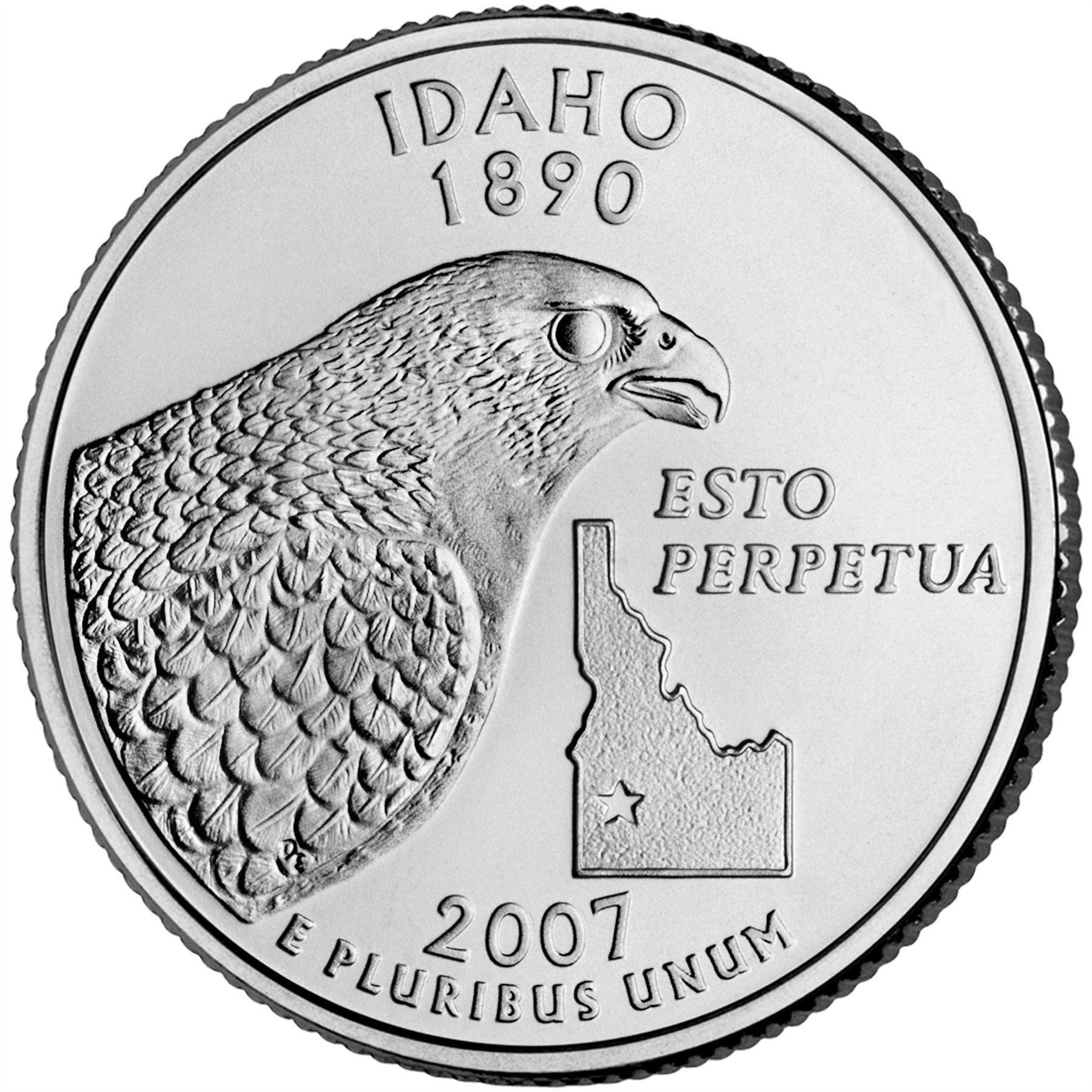 United States Coin American ¼ Dollar | George Washington | Idaho | Peregrine Falcon | KM398 | 2007