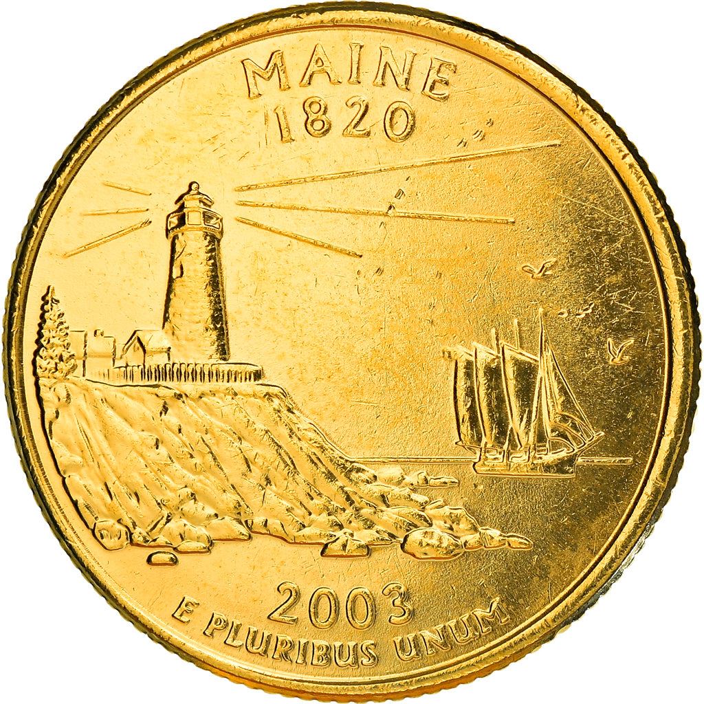 United States Coin American ¼ Dollar | George Washington | Maine | Pemaquid Point Lighthouse | KM345 | 2003