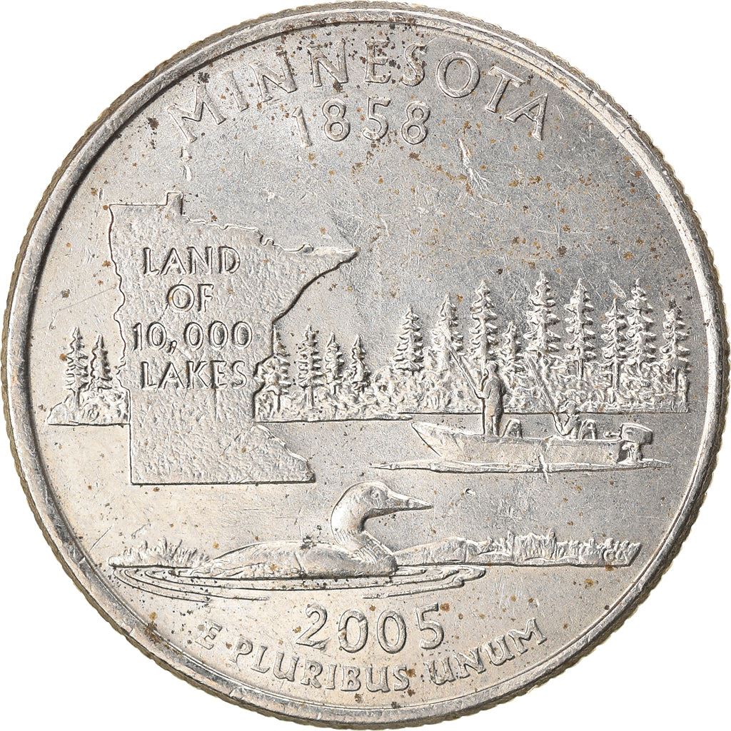 United States Coin American ¼ Dollar | George Washington | Minnesota | Fishing | Loon | KM371 | 2005