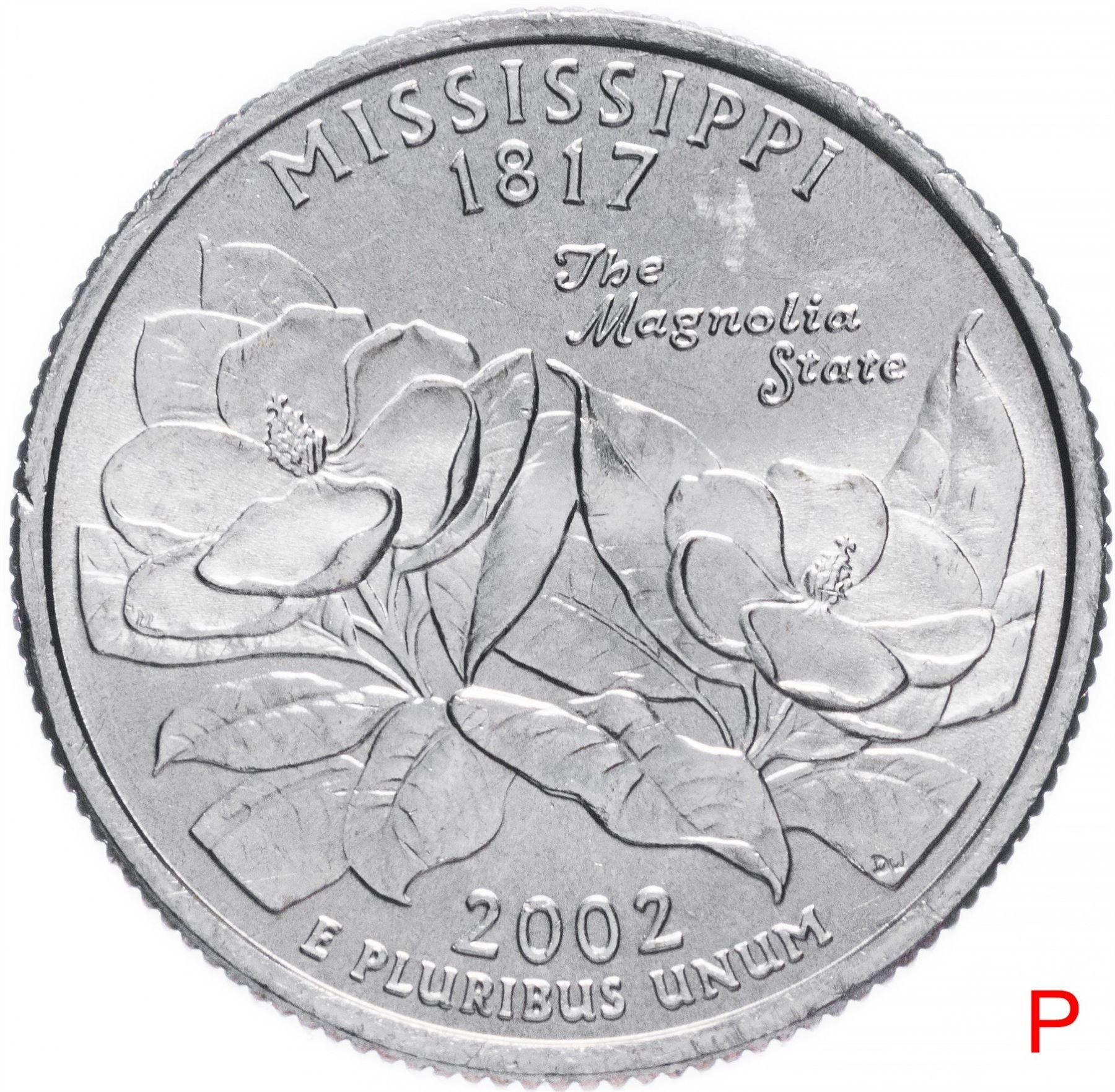 United States Coin American ¼ Dollar | George Washington | Mississippi | Magnolia Blossoms | KM335 | 2002