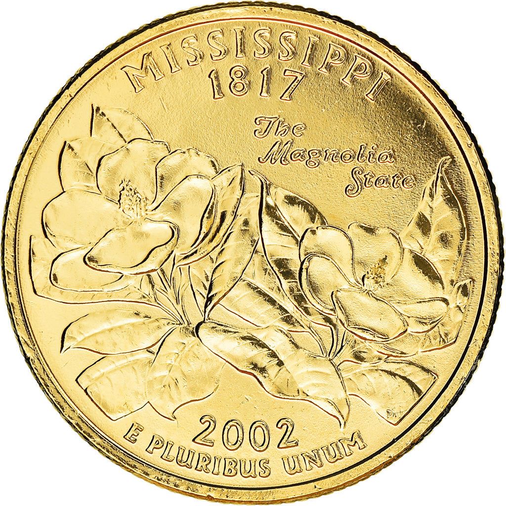 United States Coin American ¼ Dollar | George Washington | Mississippi | Magnolia Blossoms | KM335 | 2002