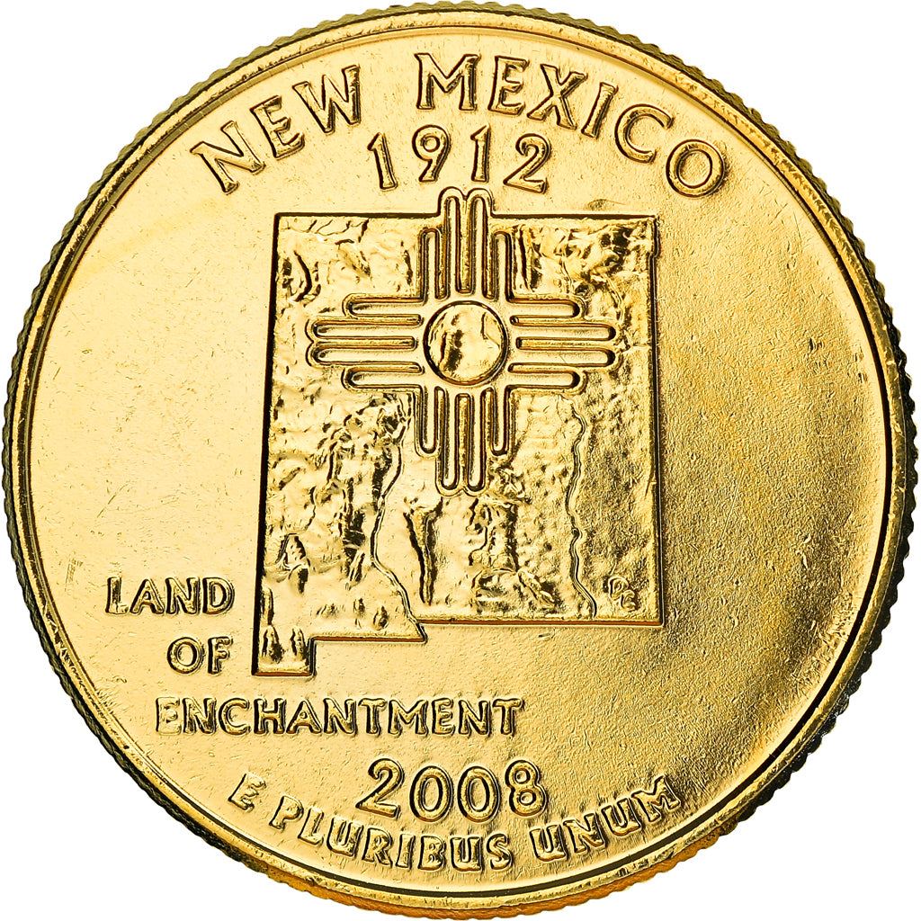 United States Coin American ¼ Dollar | George Washington | New Mexico | Zia Sun | KM422 | 2008