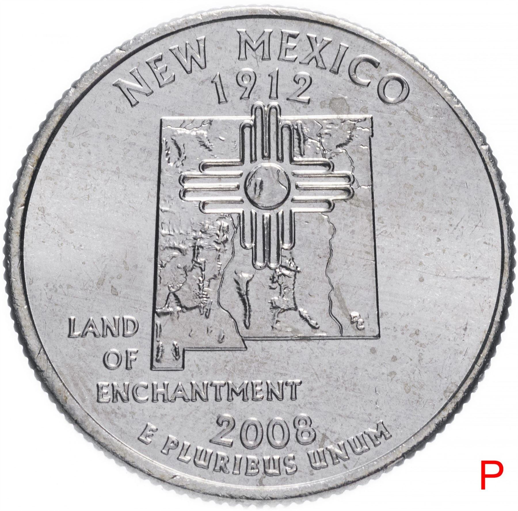 United States Coin American ¼ Dollar | George Washington | New Mexico | Zia Sun | KM422 | 2008