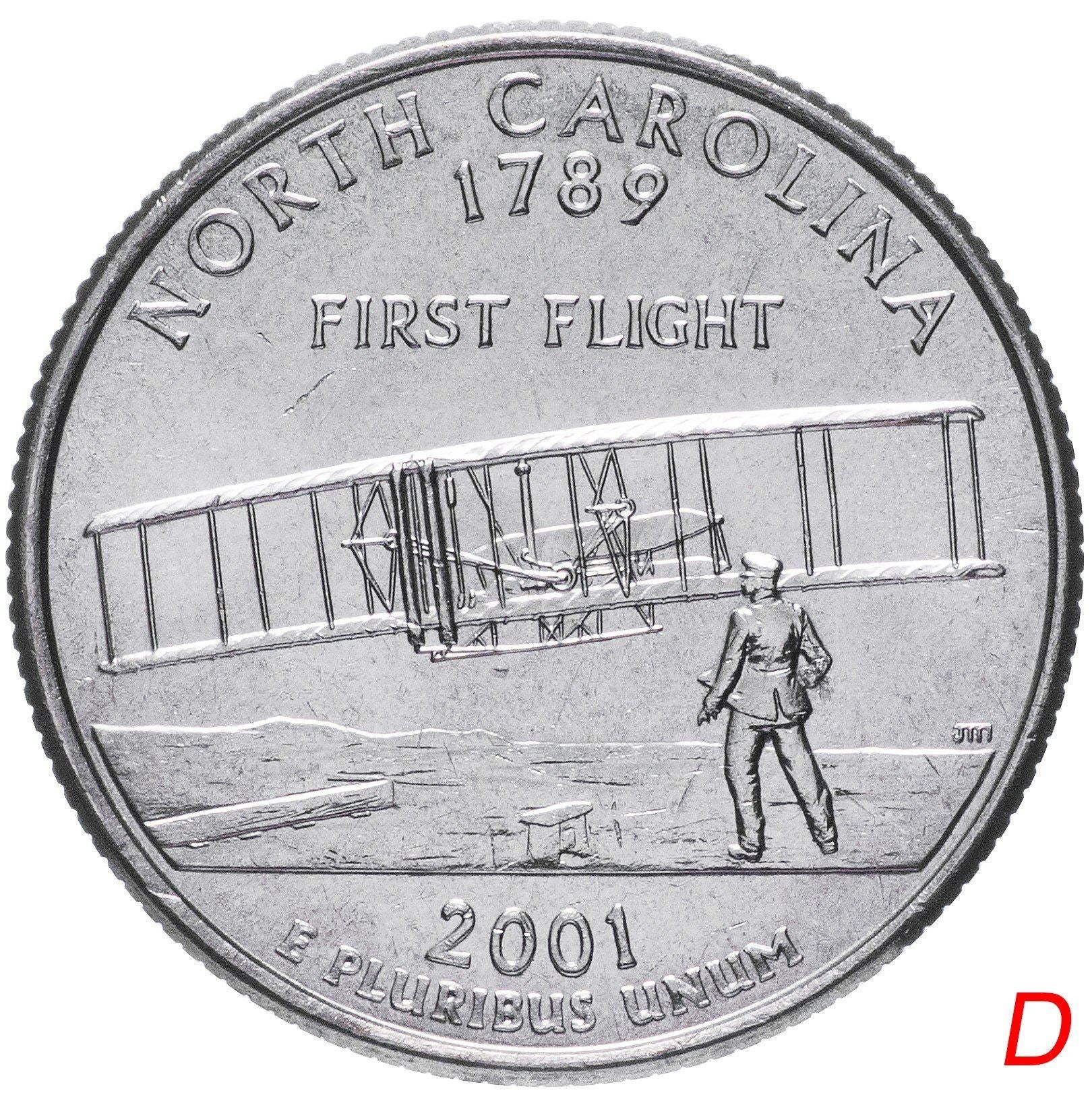 United States Coin American ¼ Dollar | George Washington | North Carolina | Wright Brothers | KM319 | 2001