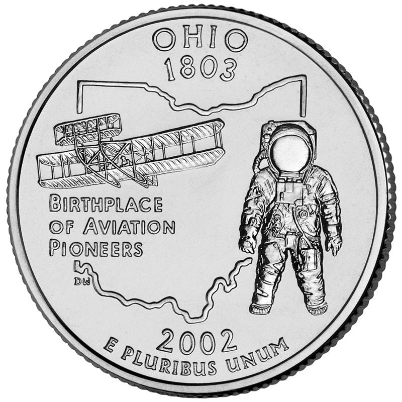 United States Coin American ¼ Dollar | George Washington | Ohio | Wright Brothers | Astronaut | KM332 | 2002