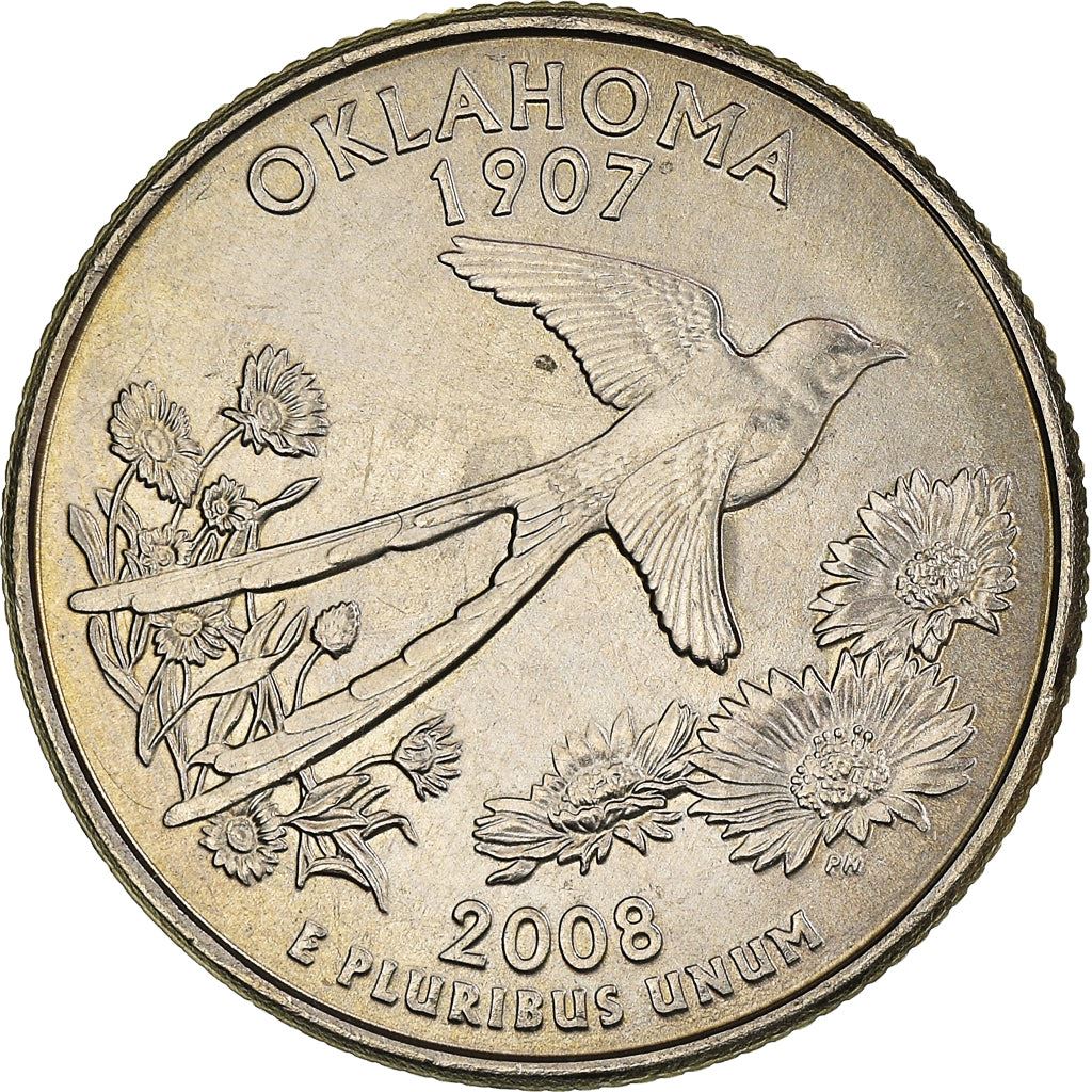 United States Coin American ¼ Dollar | George Washington | Oklahoma | Scissor-tailed Flycatcher | KM421 | 2008