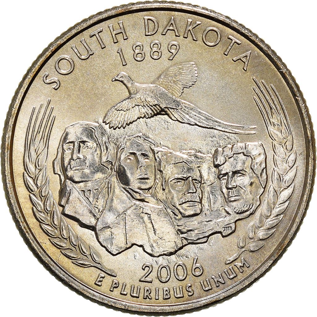 United States Coin American ¼ Dollar | George Washington | South Dakota | Mount Rushmore | Ring-necked Pheasant | KM386 | 2006