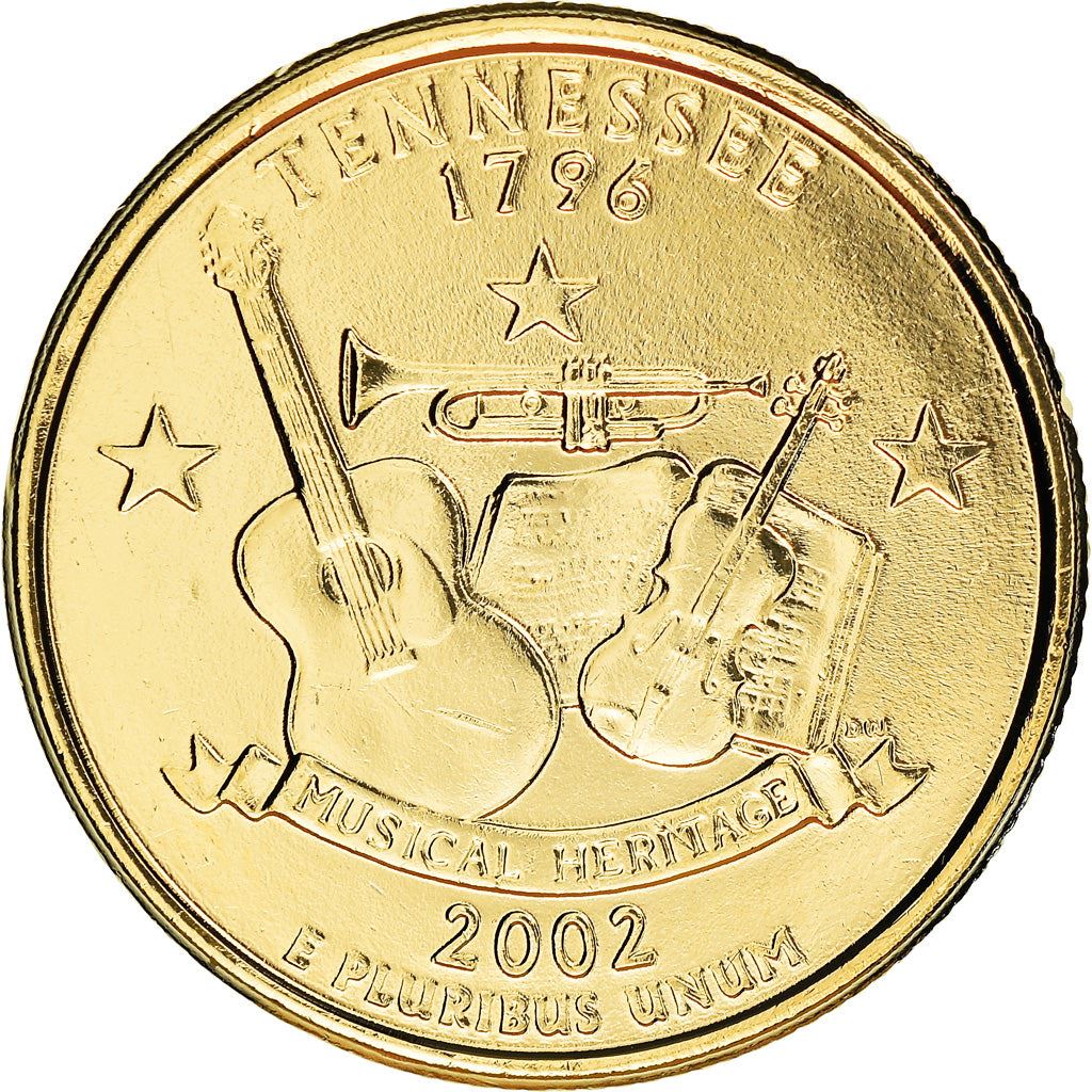 United States Coin American ¼ Dollar | George Washington | Tennessee | Guitar | Trumpet | Violin | KM331 | 2002