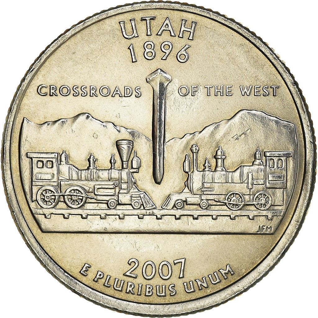 United States Coin American ¼ Dollar | George Washington | Utah | Locomotives | Golden Spike | KM400 | 2007